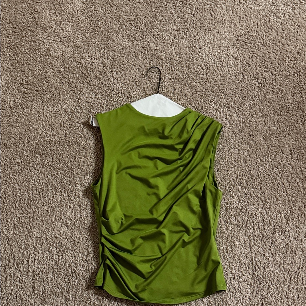 Divided Olive Green Sleeveless Blouse